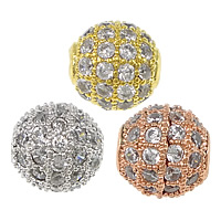 Cubic Zirconia Micro Pave Brass Beads Round plated micro pave cubic zirconia 8mm Approx 1.5mm Sold By Lot