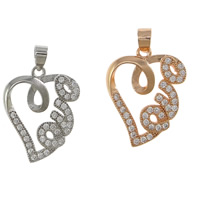 Cubic Zirconia Micro Pave Brass Pendant Heart plated micro pave cubic zirconia nickel lead & cadmium free Approx Sold By Lot