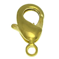 Brass Homár Kapcsos, Sárgaréz, arany színű aranyozott, nikkel, ólom és kadmium mentes, 7.50x14.80x3.20mm, Lyuk:Kb 1.8mm, 500PC-k/Bag, Által értékesített Bag