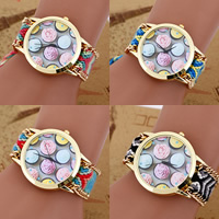 Folk Style Weaving Horloge, Zinc Alloy, met Wol & Glas, plated, verstelbaar & voor vrouw, meer kleuren voor de keuze, nikkel, lood en cadmium vrij, 40mm, 20mm, Lengte Ca 8 inch, Verkocht door PC