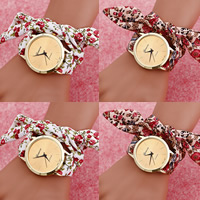 Grosgrain Ribbon, with Tibetan Style dial & Glass, plated, with flower pattern & for woman & 2-strand, more colors for choice, nickel, lead & cadmium free, 40mm, 20mm, Length:Approx 20 Inch, Sold By PC
