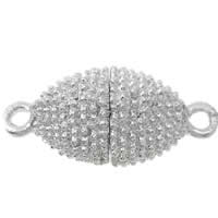 Zinc Alloy Magnetic Clasp Oval platinum color plated single-strand nickel lead & cadmium free Approx 2mm Sold By Bag
