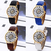 Women Wrist Watch, PU Leather, with Glass & Tibetan Style, plated, adjustable & for woman, more colors for choice, nickel, lead & cadmium free, 40mm, 20mm, Length:Approx 8 Inch, Sold By PC