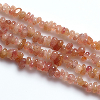 Strawberry Quartz perla, Pepite, naturale, 4-7mm, Foro:Appross. 1-2mm, Lunghezza Appross. 15 pollice, 10Strandstrefolo/lotto, 120PC/filo, Venduto da lotto
