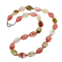 Watermelon Necklace, Tibetan Style lobster clasp, Oval, natural, 10x15mm, Sold Per Approx 19.5 Inch Strand
