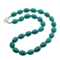Mode Türkis Halskette, Synthetische Türkis, Zinklegierung Karabinerverschluss, oval, blau, 10x15mm, verkauft per ca. 19.5 ZollInch Strang