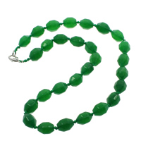 Jade Malasia collar, aleación de cinc cierre de langosta, Óvalo, natural, facetas, 10x15mm, Vendido para aproximado 19.5 Inch Sarta