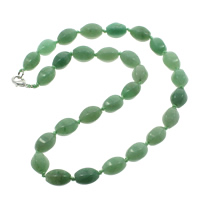 Aventurina verde collar, aleación de cinc cierre de langosta, Óvalo, natural, 10x15mm, Vendido para aproximado 19.5 Inch Sarta