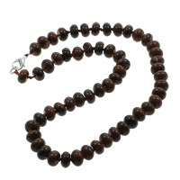 mahagonibrauner Obsidian Halskette, Zinklegierung Karabinerverschluss, Rondell, natürlich, 10x6mm, verkauft per ca. 18 ZollInch Strang