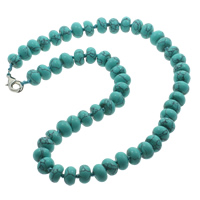 Fashion Turquoise Necklace, Tibetan Style lobster clasp, Rondelle, blue, 10x6mm, Sold Per Approx 18 Inch Strand