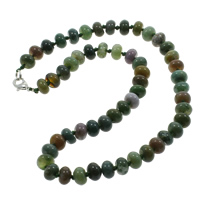 Natural Gemstone Necklace, Tibetan Style lobster clasp, Rondelle, 10x6mm, Sold Per Approx 18 Inch Strand