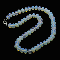 Sea Opal Halsband, zinklegering Karbinlås, Rondelle, 10x6mm, Såld Per Ca 18 inch Strand