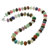 Gemstone smykker halskæde, Ædelsten, zinklegering karabinlås, Rondelle, naturlig, 10x6mm, Solgt Per Ca. 18 inch Strand