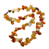Red Agate Necklace, Tibetan Style lobster clasp, Nuggets, natural, 9-20mm, Sold Per Approx 17 Inch Strand