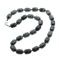 Snowflake Obsidian Necklace, Tibetan Style lobster clasp, Column, natural, 15x10mm, Sold Per Approx 18 Inch Strand