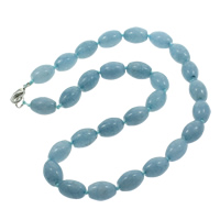 Aquamarine Necklace, Tibetan Style lobster clasp, Column, natural, March Birthstone, 15x10mm, Sold Per Approx 18 Inch Strand