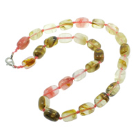 Watermelon Necklace, Tibetan Style lobster clasp, Column, natural, 15x10mm, Sold Per Approx 18 Inch Strand