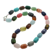 Natural Gemstone Necklace, Tibetan Style lobster clasp, Column, 15x10mm, Sold Per Approx 18 Inch Strand