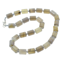 Grey Agate Necklace zinc alloy lobster clasp Column natural Sold Per Approx 15.5 Inch Strand