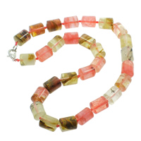 Natural Gemstone Necklace, Tibetan Style lobster clasp, Column, 10x14mm, Sold Per Approx 15.5 Inch Strand