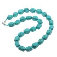 Fashion Turquoise Necklace Natural Turquoise zinc alloy lobster clasp natural faceted blue Sold Per Approx 18 Inch Strand