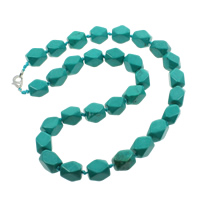 Fashion Turquoise Necklace, Natural Turquoise, Tibetan Style lobster clasp, natural, faceted, blue, 10x14mm, Sold Per Approx 18 Inch Strand