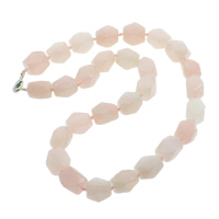 Rose Quartz Necklace, Tibetan Style lobster clasp, natural, faceted, 10x14mm, Sold Per Approx 18 Inch Strand