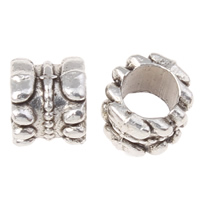 Tibetan Style Jewelry Beads, Drum, antique silver color plated, nickel, lead & cadmium free, 4.5x5mm, Hole:Approx 3mm, Approx 3448PCs/KG, Sold By KG