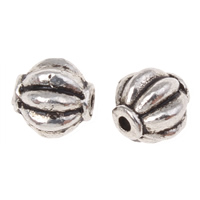 Tibetan Style Jewelry Beads, Drum, antique silver color plated, corrugated, nickel, lead & cadmium free, 6x5.5mm, Hole:Approx 1mm, Approx 1667PCs/KG, Sold By KG