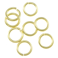 Messing geöffnete Sprung -Ring-, 925 Sterling Silber, Kreisring, vergoldet, 6x0.70mm, Bohrung:ca. 4mm, verkauft von PC