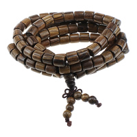 108 Mala Beads, Wenge, with Elastic Thread, Buddhist jewelry & 5-strand, 8x8mm, 6.5mm, 8mm, 8x8mm, Length:Approx 38 Inch, 10Strands/Lot, Approx 108PCs/Strand, Sold By Lot