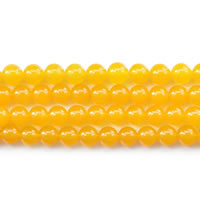 gefärbte Jade Perle, rund, verschiedene Größen vorhanden, gelb, Länge:ca. 15 ZollInch, verkauft von Menge