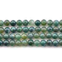 Naturlige Moss agat perler, Moss Agate, Runde, forskellig størrelse for valg, Længde Ca. 15 inch, Solgt af Lot