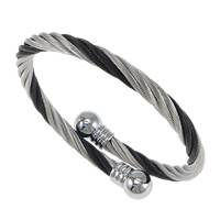 Stainless Steel Bangle, plated, adjustable & two tone, 9.5mm, 5mm, Inner Diameter:Approx 54x51mm, Length:Approx 6.5 Inch, 6PCs/Lot, Sold By Lot