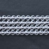 Natürliche klare Quarz Perlen, Klarer Quarz, rund, verschiedene Größen vorhanden & facettierte, Länge:ca. 15 ZollInch, verkauft von Menge