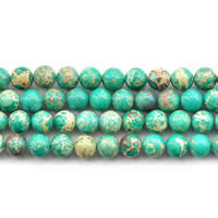 Impression Jasper Beads Round natural green Length Approx 15 Inch Sold By Lot