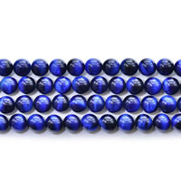 Tigerauge Perlen, rund, natürlich, verschiedene Größen vorhanden, blau, verkauft per ca. 15 ZollInch Strang