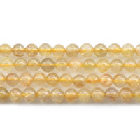 cuarzo rutilado Abalorio, Esférico, natural, diverso tamaño para la opción, amarillo, longitud:aproximado 15 Inch, Vendido por Grupo