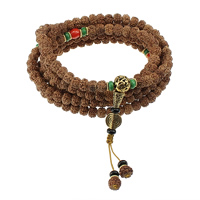 Wrist Mala Rudraksha with Nylon Cord & Resin & Zinc Alloy Buddhist jewelry &  5.5-6x7-8mm   8- Length Approx 58 Inch Approx Sold By Lot