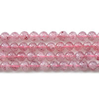Strawberry Quartz perla, Cerchio, naturale, grado AAAA, 7mm, 55PC/filo, Venduto per Appross. 15 pollice filo