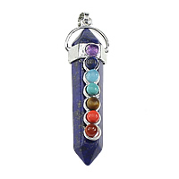 Gemstone Pendants Jewelry, Natural Lapis Lazuli, with Gemstone & Brass, pendulum, platinum color plated, nickel, lead & cadmium free, 16x55x16mm, Hole:Approx 5x5mm, Sold By PC