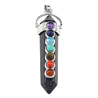 Gemstone Pendants Jewelry, Blue Goldstone, with Gemstone & Brass, pendulum, platinum color plated, natural, nickel, lead & cadmium free, 16x55x15.50mm, Hole:Approx 5x6.5mm, Sold By PC