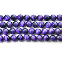 Tigerauge Perlen, rund, natürlich, verschiedene Größen vorhanden, violett, verkauft per ca. 15 ZollInch Strang