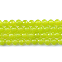 Green Calcedony Bead, Runde, forskellig størrelse for valg, Længde Ca. 15 inch, Solgt af Lot