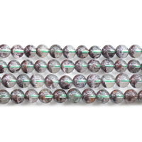 Phantomquarz Perle, rund, natürlich, verschiedene Größen vorhanden, Bohrung:ca. 0.7mm, verkauft per ca. 15 ZollInch Strang