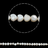 Barock kultivierten Süßwassersee Perlen, Natürliche kultivierte Süßwasserperlen, natürlich, weiß, 9-10mm, Bohrung:ca. 0.8mm, verkauft per ca. 15 ZollInch Strang