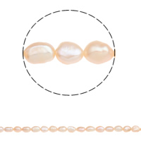 Barock odlad sötvattenspärla pärlor, Freshwater Pearl, naturlig, rosa, 6-7mm, Hål:Ca 0.8mm, Såld Per Ca 15 inch Strand