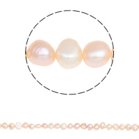 Barok ferskvandskulturperle Beads, Ferskvandsperle, naturlig, lyserød, 6-7mm, Hole:Ca. 0.8mm, Solgt Per Ca. 15 inch Strand