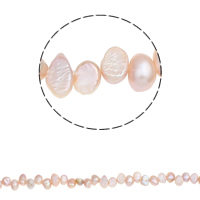 Barocco coltivate in acqua dolce Perla, perla d'acquadolce coltivata naturalmente, naturale, rosa, 6-7mm, Foro:Appross. 0.8mm, Venduto per Appross. 14.4 pollice filo