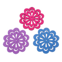 Wood Pendants, Flower, mixed colors, 45x45x2mm, Hole:Approx 1mm, 1000PCs/Bag, Sold By Bag